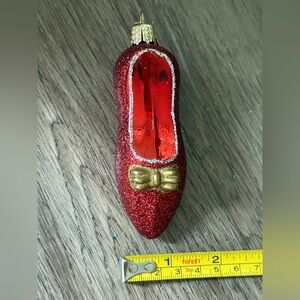 2001 Old World Christmas Wizard Of Oz Ruby Slipper Glass Ornament 4”